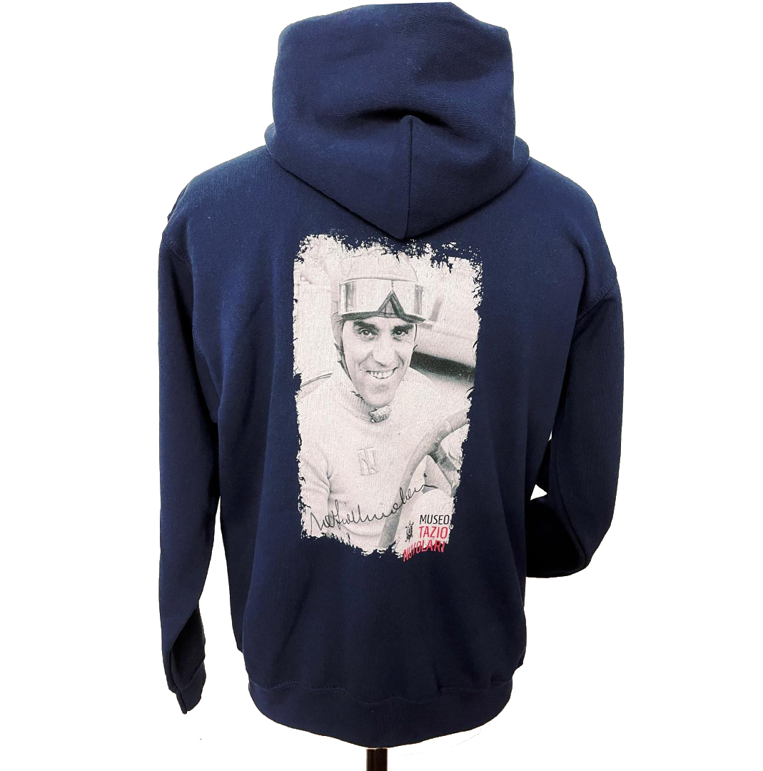 Hoodie Tazio Nuvolari Portrait Blue SIZE M