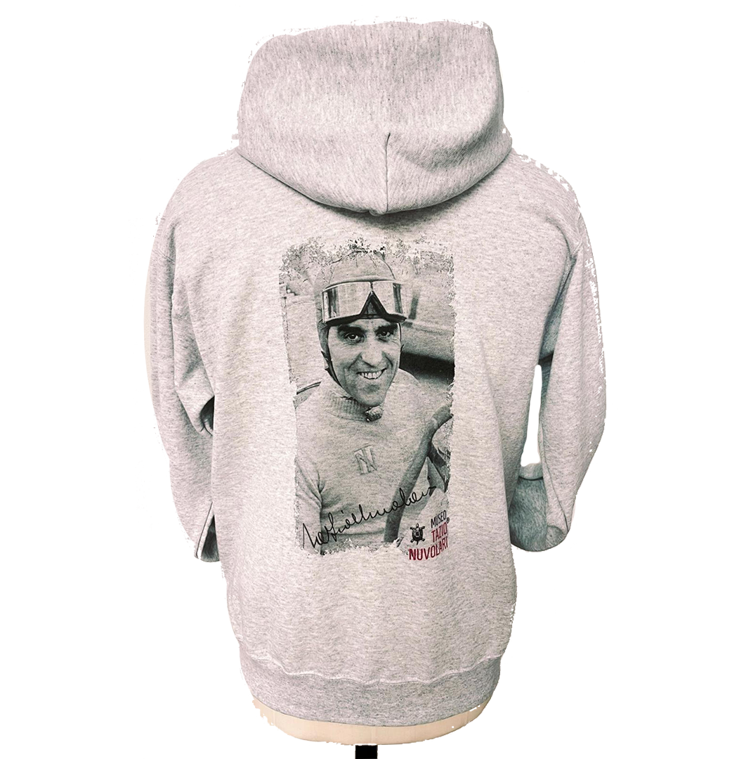 Hoodie Tazio Nuvolari Portrait Grey SIZE L